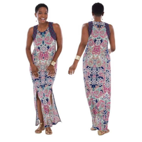 Chico's Dresses & Skirts - Chico's Maxi Dress Paisley Print Sleeveless Boho Travel Casual Flowy Women